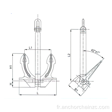 Ancre de 2850 kg Japon JIS Ancre sans stock